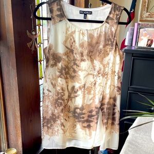 Picadilly Fashion Beige and White Floral Blouse